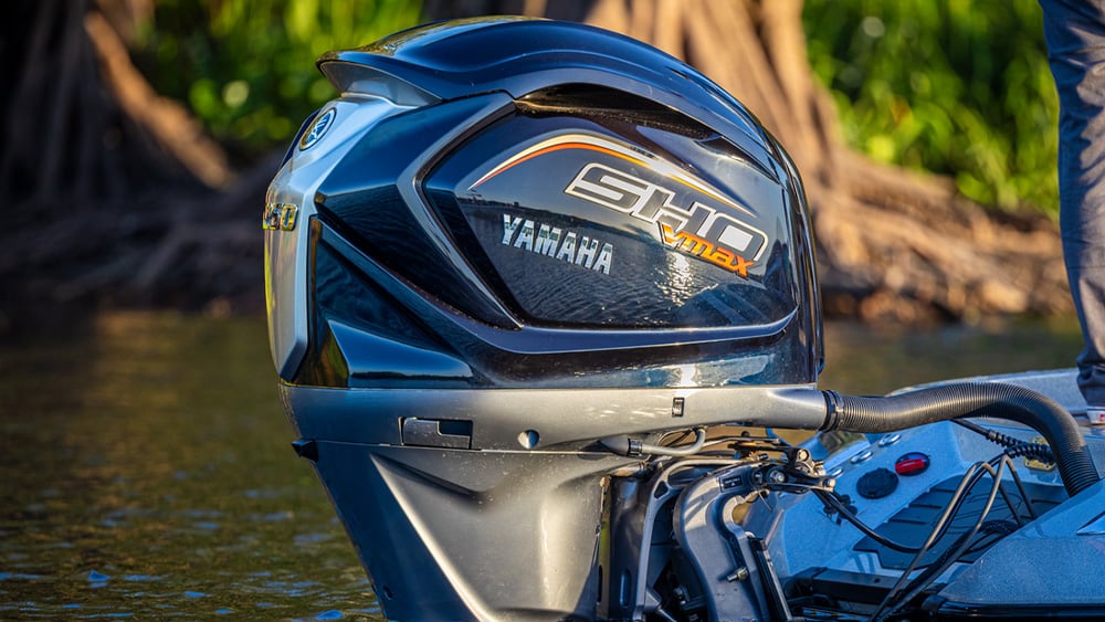 Yamaha motor on a boat